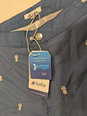 Boto Embroidered Pineapple Swim Shorts - Navy Blue 32 Aruba 8.5